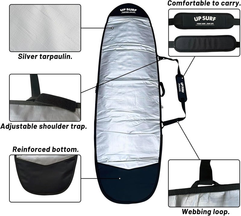 UP SURF Surfboard bag, Daylight Bags for fun board, Size 7'0", 7'6", 8'0", Surfboard cover for Storage and Transport Surfboard - Image 3